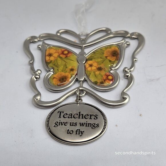 Teachers Give Us Wings SPINNING 3d BUTTERFLY ORNAMENT - Picture 2 of 2